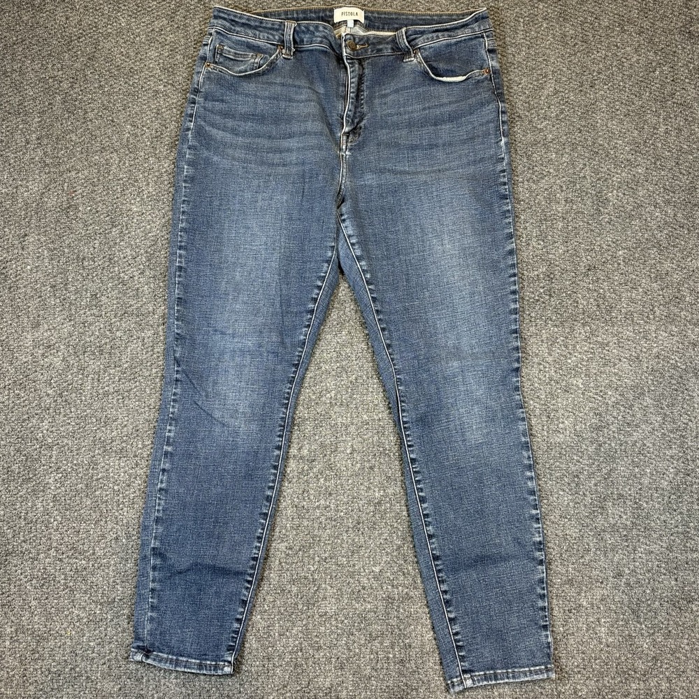 Pistola High Rise Jean‎ Medium Wash Stretch Skinny 32 Ladies Casual Cropped